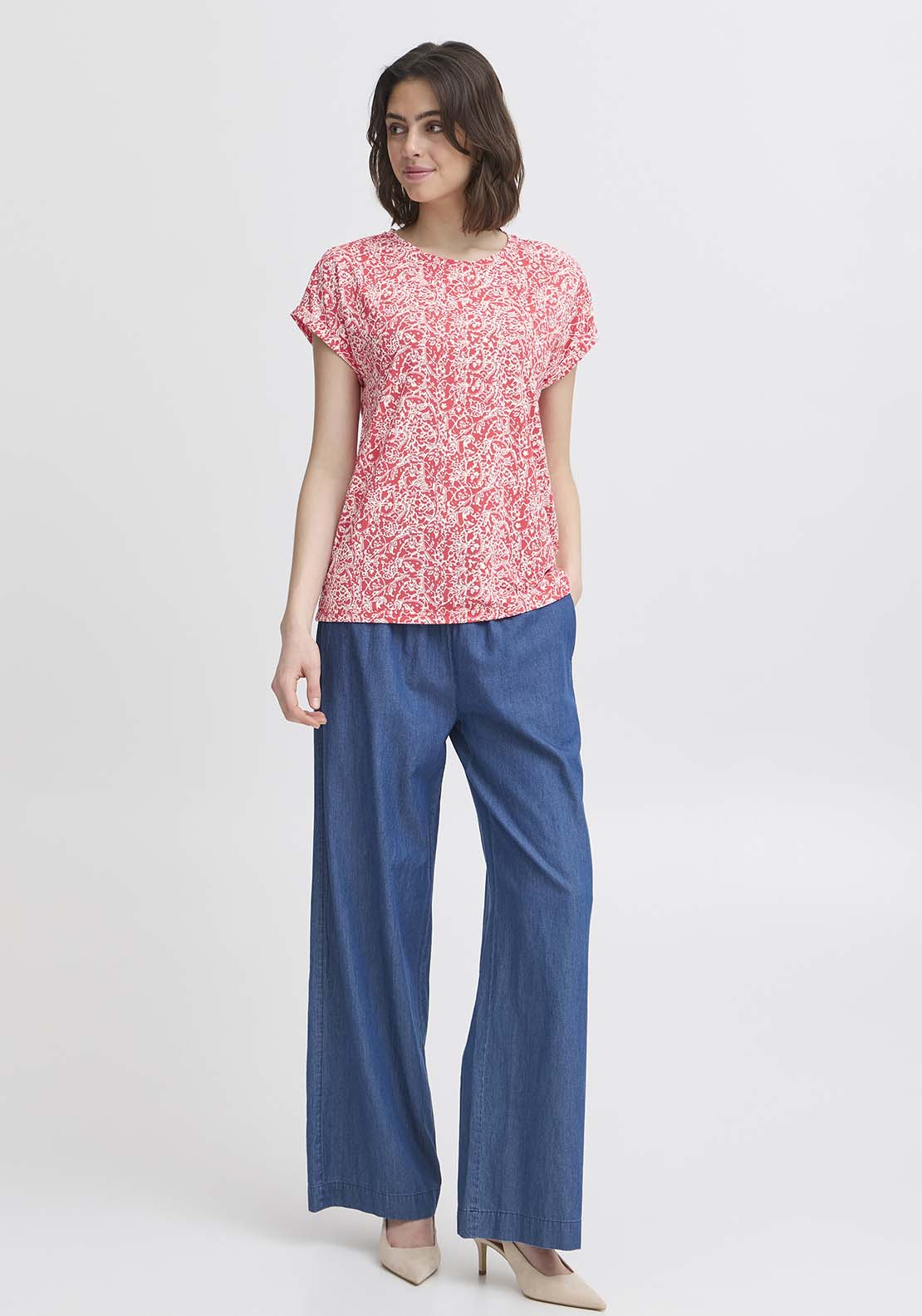Fransa Short Sleeve T-Shirt - Pink 8 Shaws Department Stores