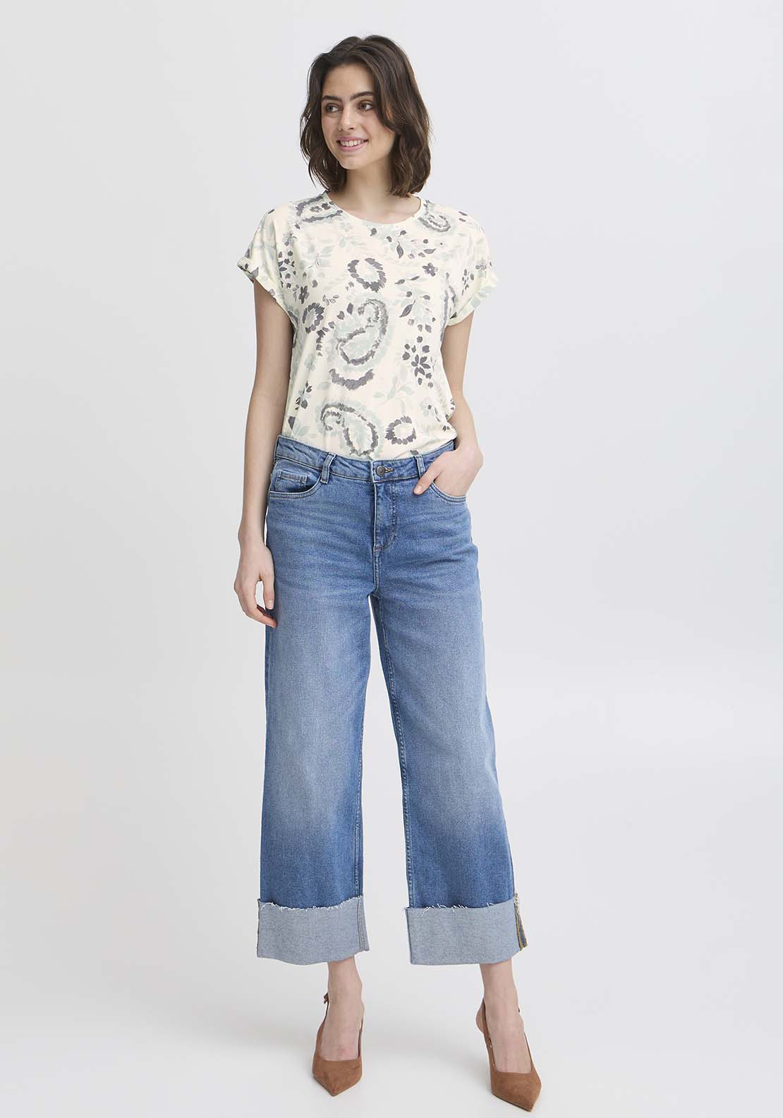 Fransa Short Sleeve T-Shirt - Frosty Green Aop 8 Shaws Department Stores