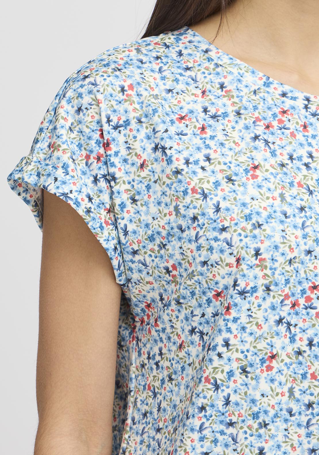 Fransa Short Sleeve Top - Cashmere Blue Art 4 Shaws Department Stores