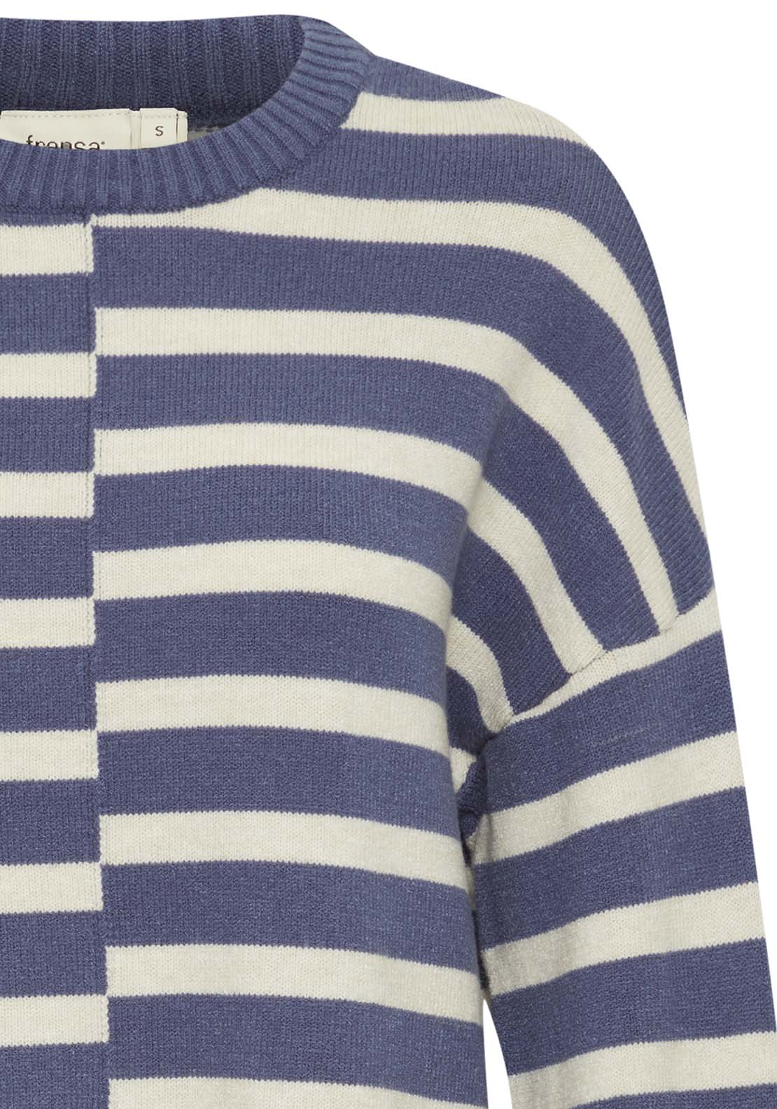 Fransa Knit Loose Fit Pullover - Vintage Indigo Mix 2 Shaws Department Stores