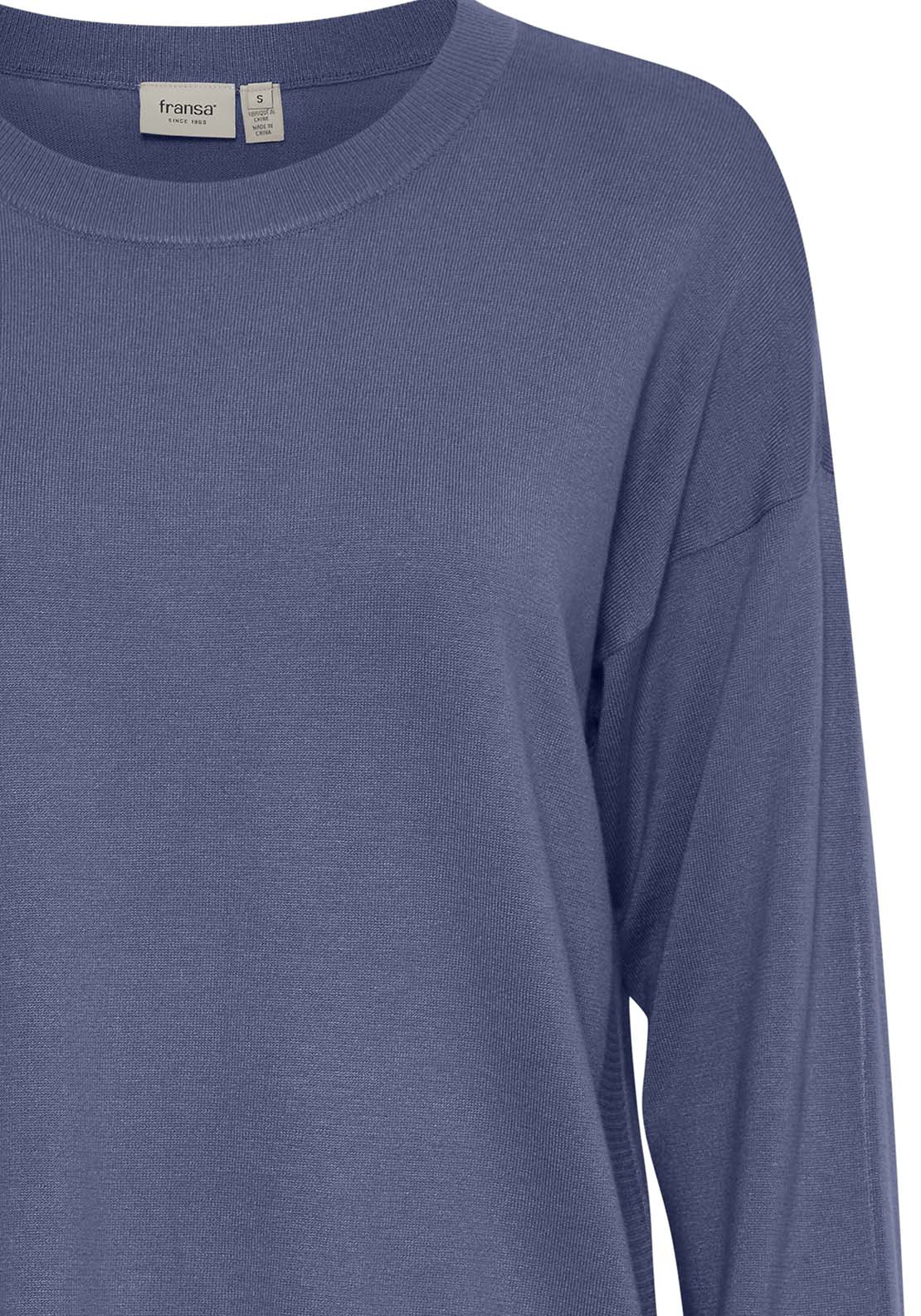 Fransa Long Sleeve Knit Pullover - Vintage Indigo 2 Shaws Department Stores