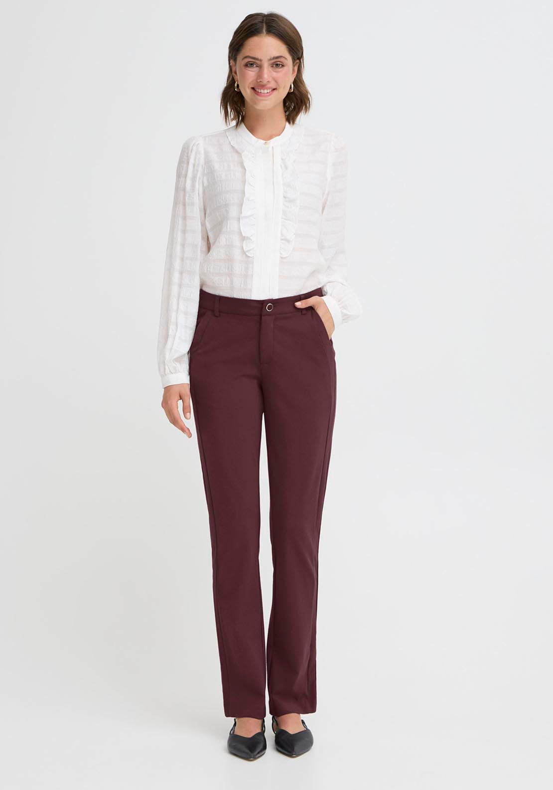 Fransa Lano Trousers - Brown 5 Shaws Department Stores
