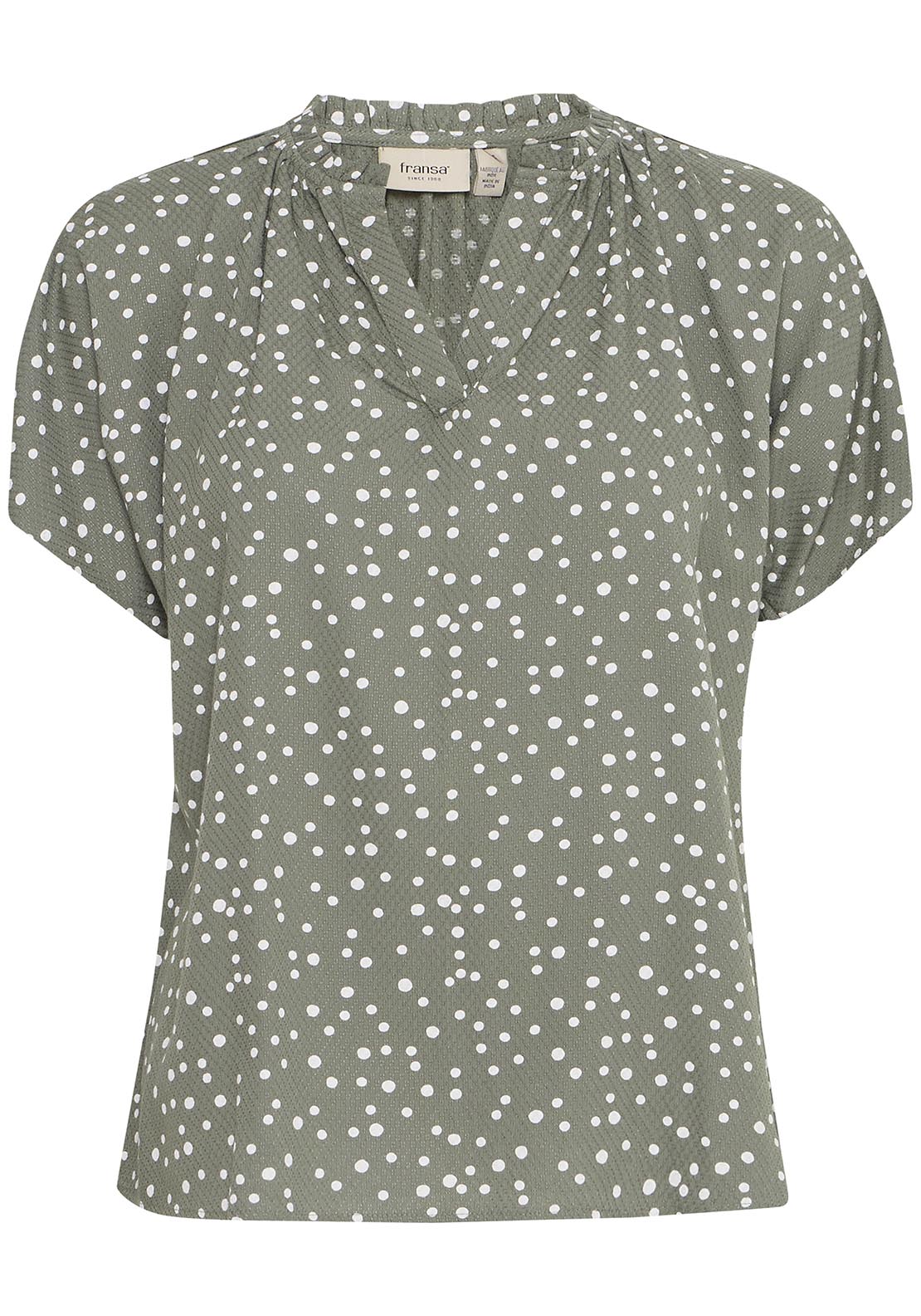 Fransa Casual Cap Sleeve Blouse - Agave Green Mix 7 Shaws Department Stores