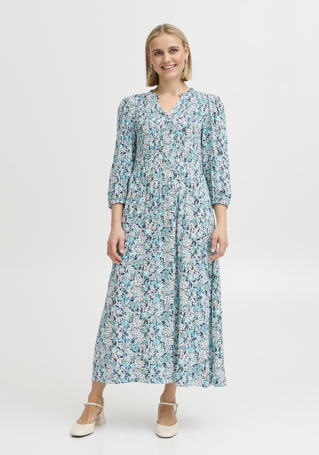 Fransa Light Woven Dress - Bachelor Button Mix 1 Shaws Department Stores