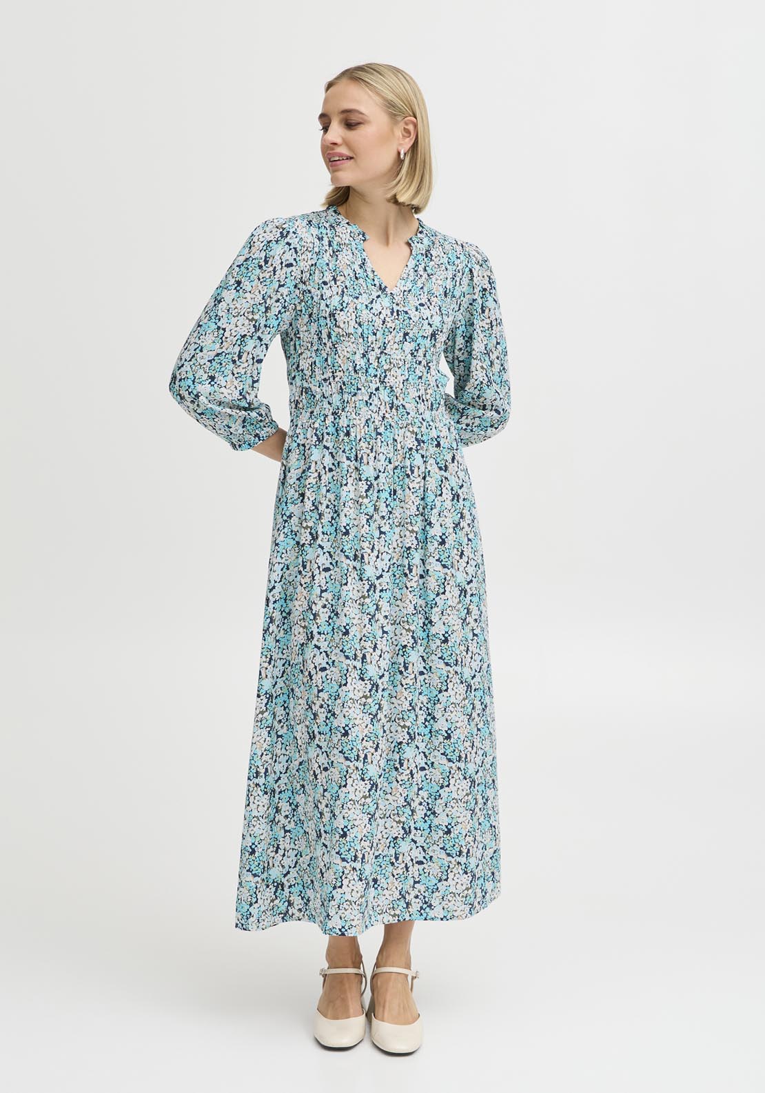 Fransa Light Woven Dress - Bachelor Button Mix 5 Shaws Department Stores