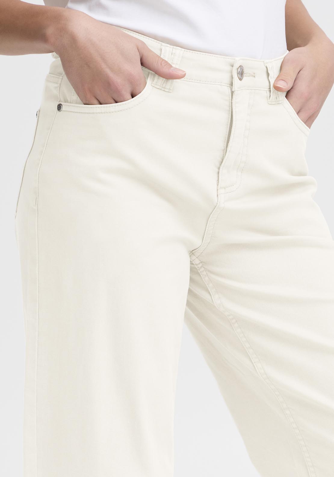 Fransa Casual Trousers - White 5 Shaws Department Stores