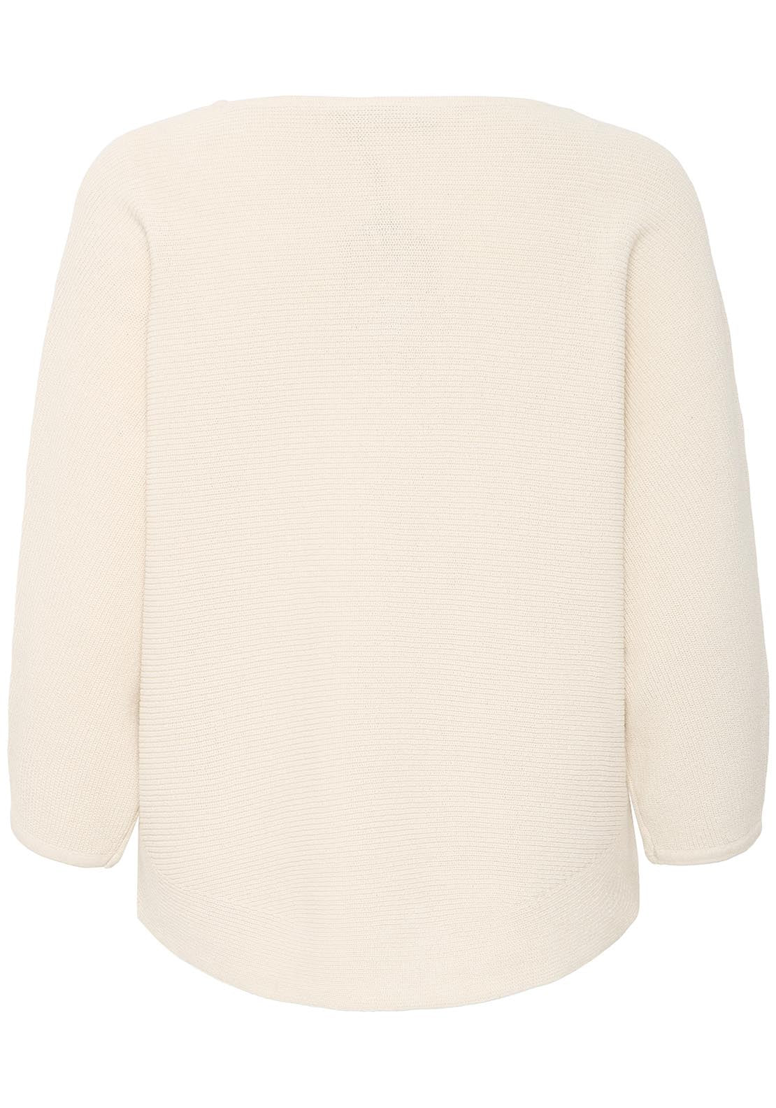 Fransa Casual 3/4 Sleeve Knit Pullover - Whisper White 8 Shaws Department Stores