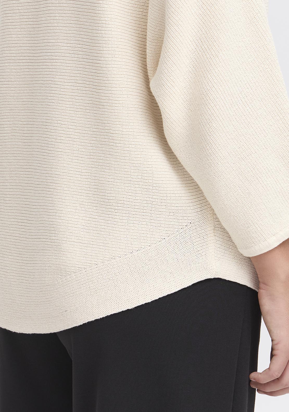 Fransa Casual 3/4 Sleeve Knit Pullover - Whisper White 5 Shaws Department Stores