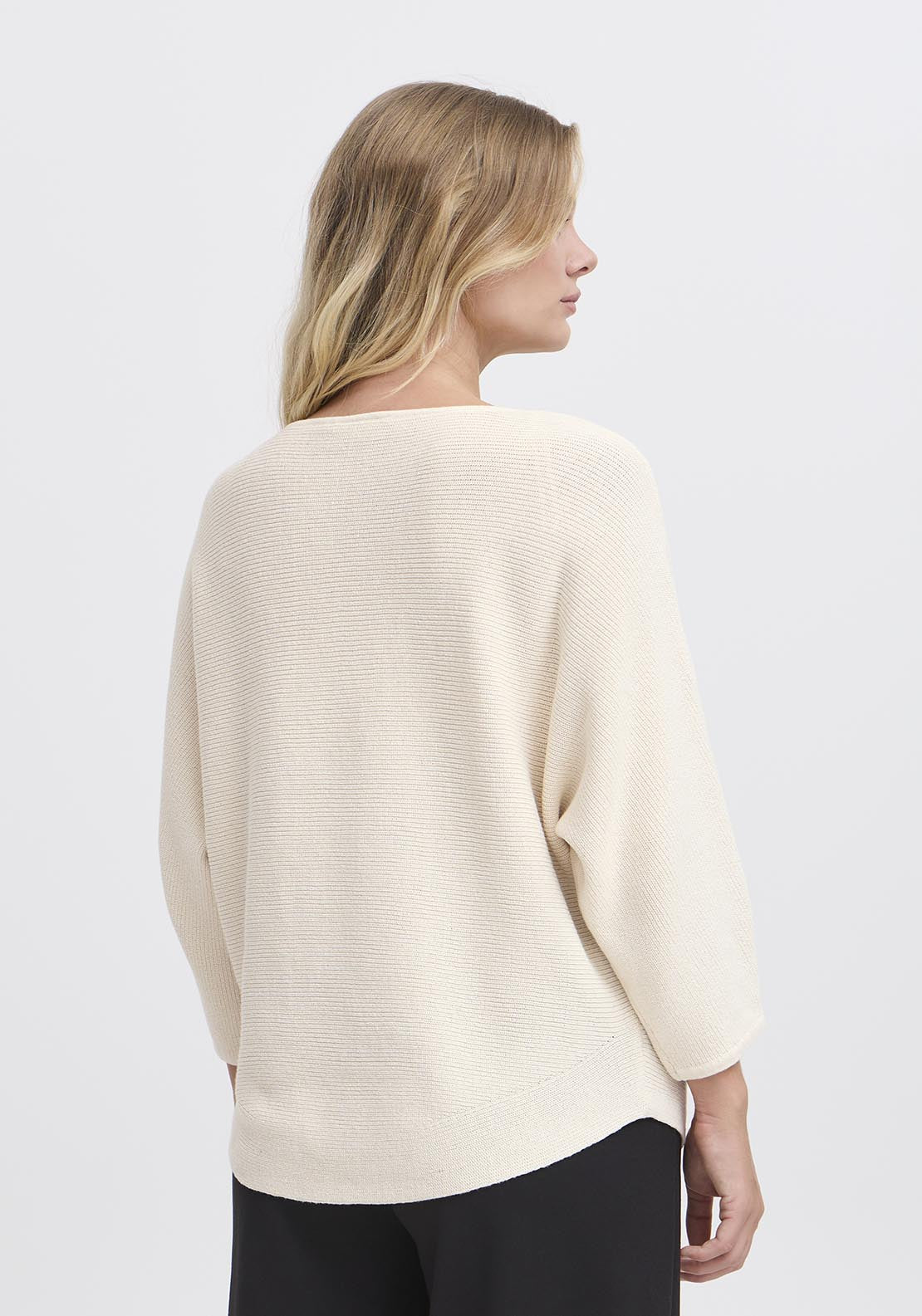 Fransa Casual 3/4 Sleeve Knit Pullover - Whisper White 3 Shaws Department Stores