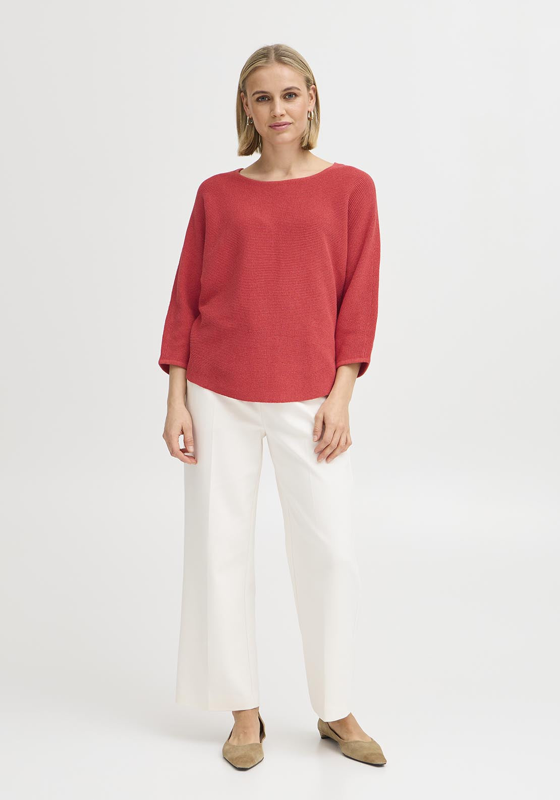 Fransa Casual 3/4 Sleeve Knit Pullover - Teaberry 1 Shaws Department Stores