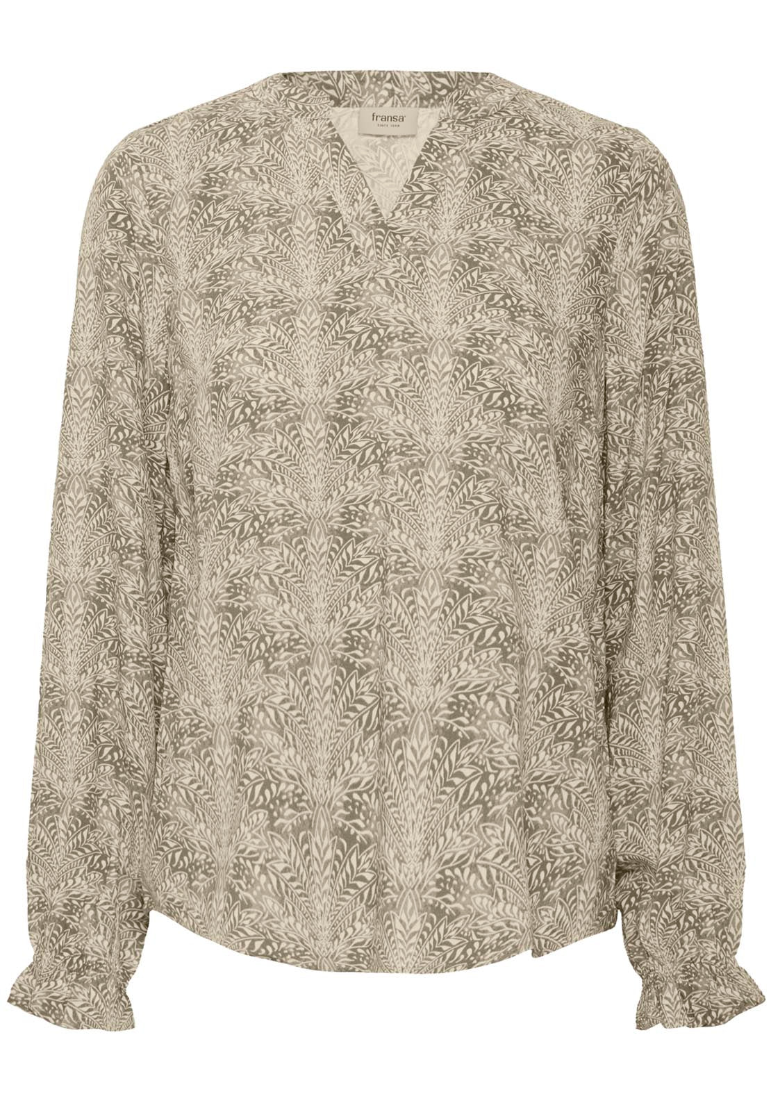 Long Sleeve Blouse - Dusty Olive Art