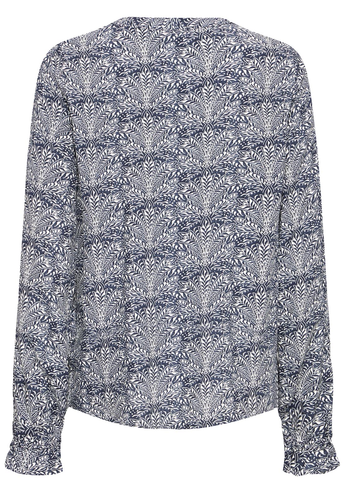 Fransa Long Sleeve Blouse - Night - Whisper White Art 6 Shaws Department Stores