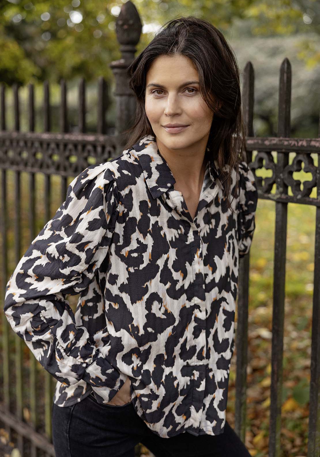 Fransa Long Sleeve Blouse - Black 1 Shaws Department Stores