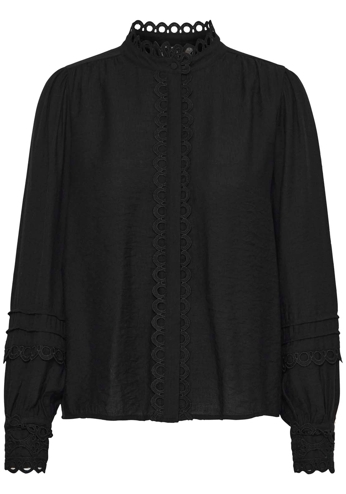 Fransa Long Sleeve Woven Shirt - Black 2 Shaws Department Stores