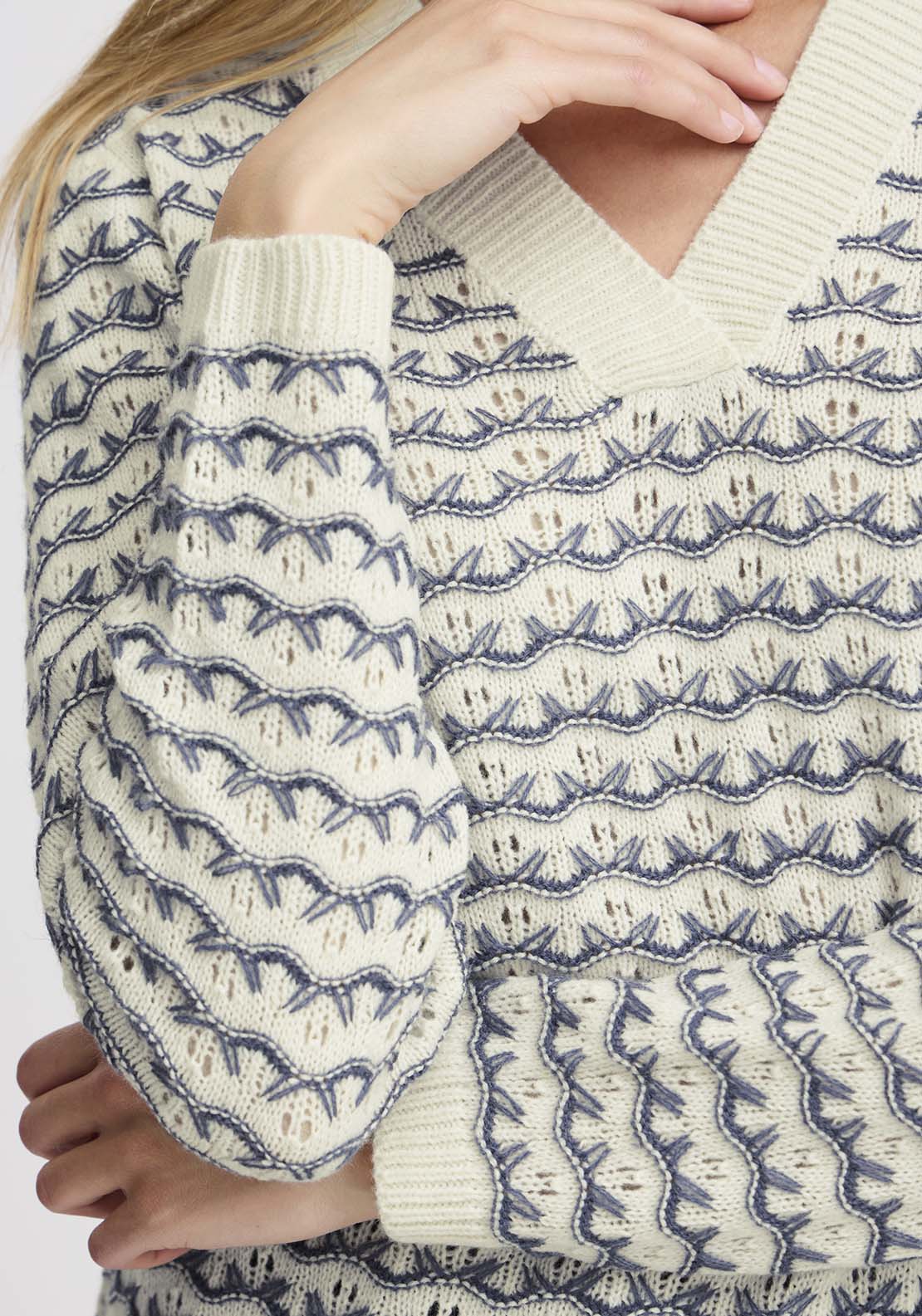 Fransa Long Sleeve Knit Pullover - Vintage Indigo Mix 4 Shaws Department Stores