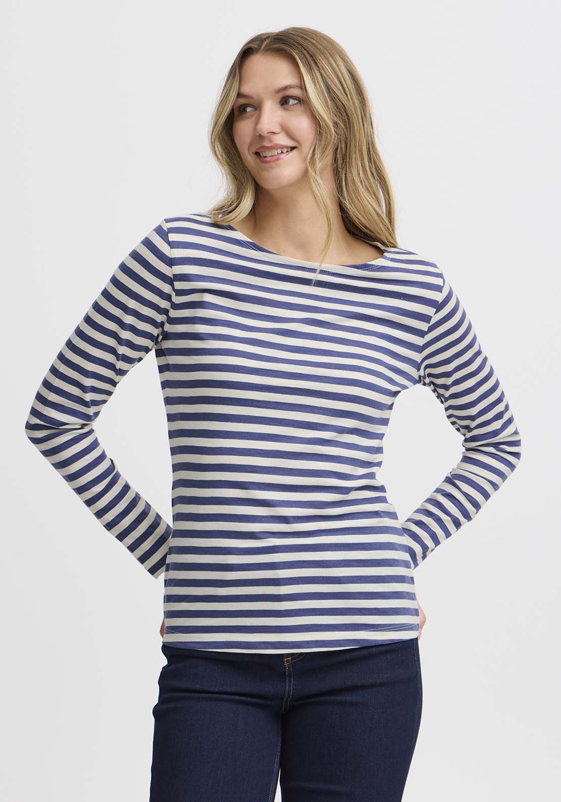 Fransa Long Sleeve T-Shirt - Vintage Indigo Mix 1 Shaws Department Stores