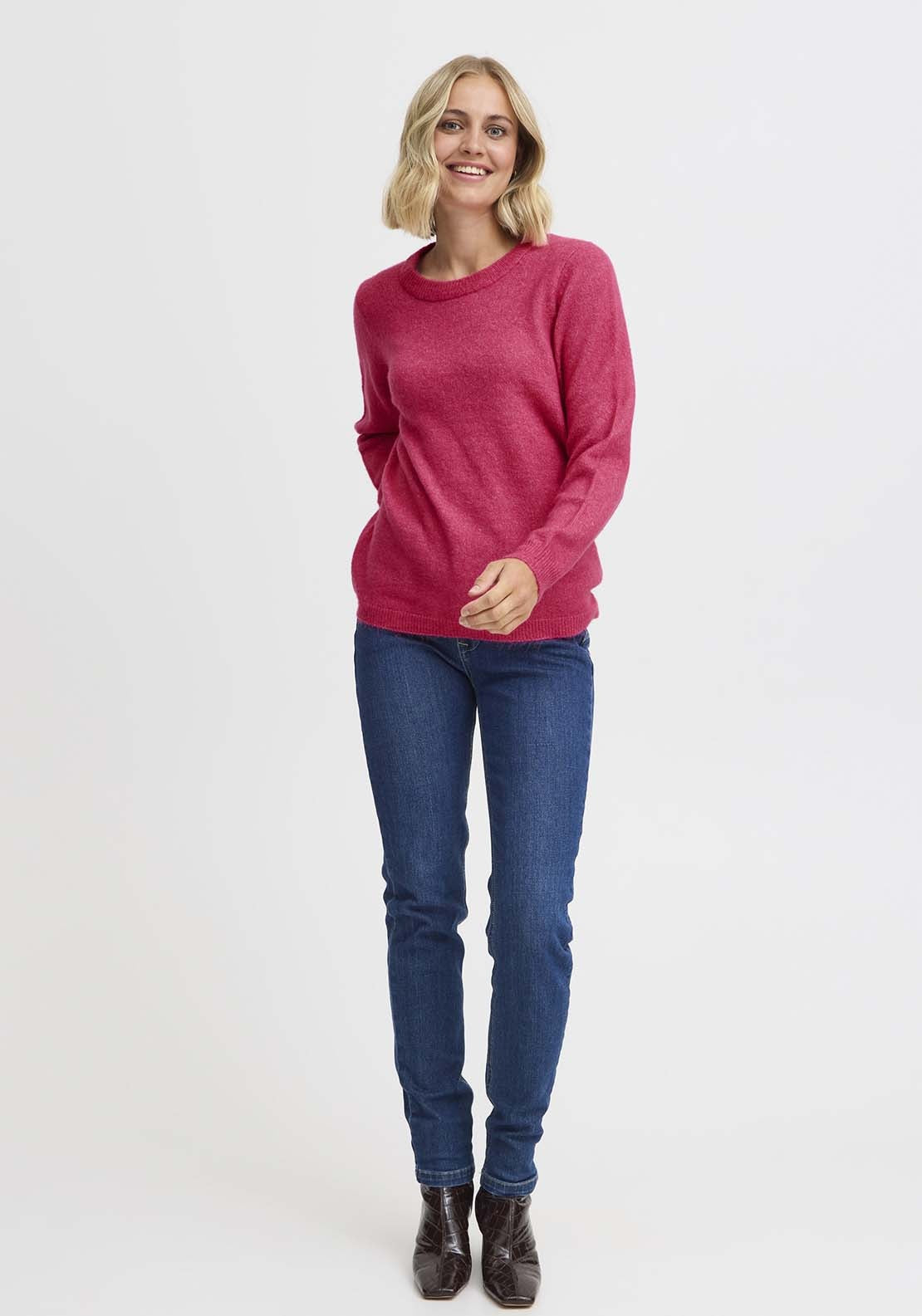 Fransa Long Sleeve Knit Pullover - Beetroot Purple Melange 4 Shaws Department Stores