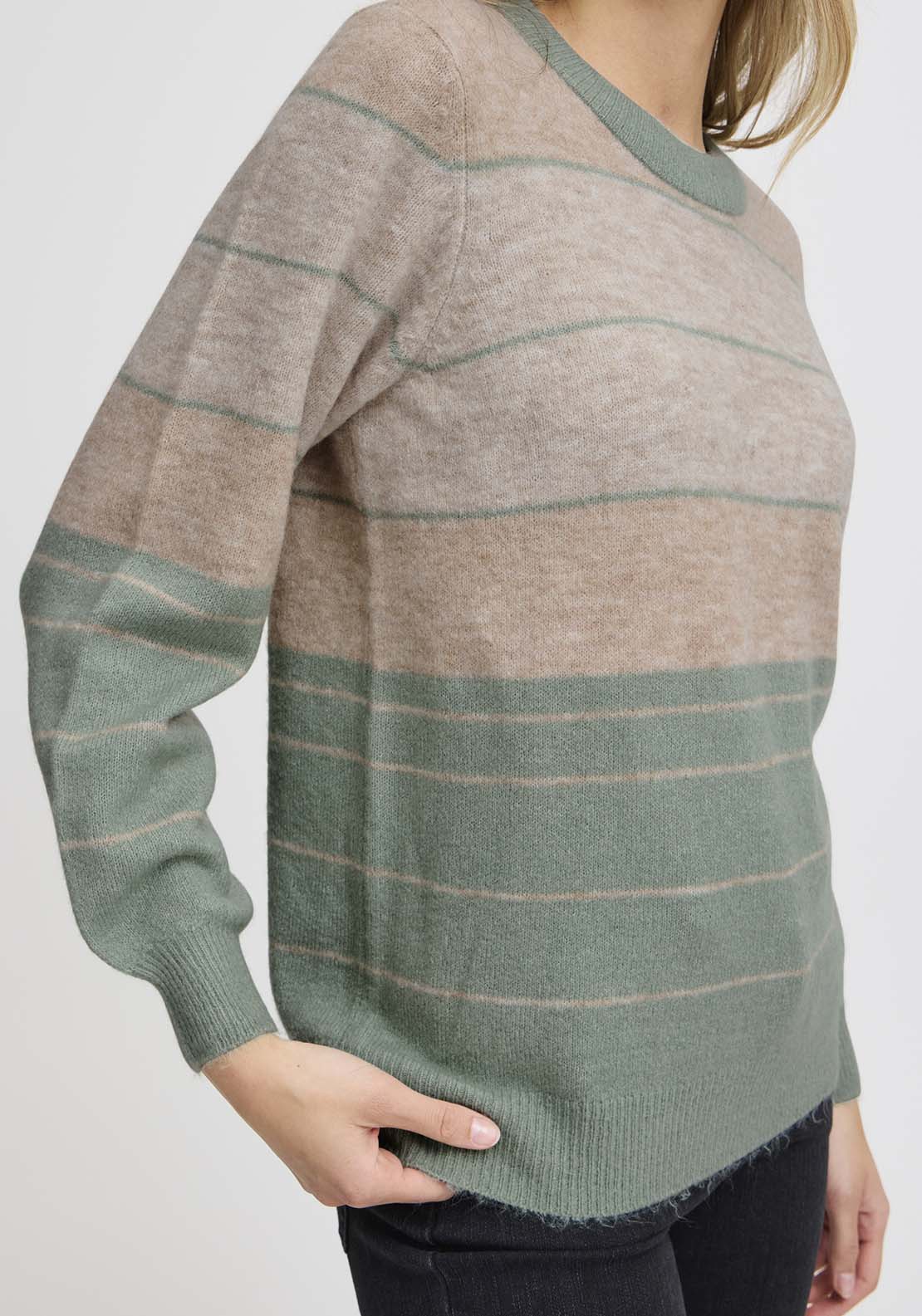 Fransa Long Sleeve Knit Pullover - Green Bay Melange 4 Shaws Department Stores