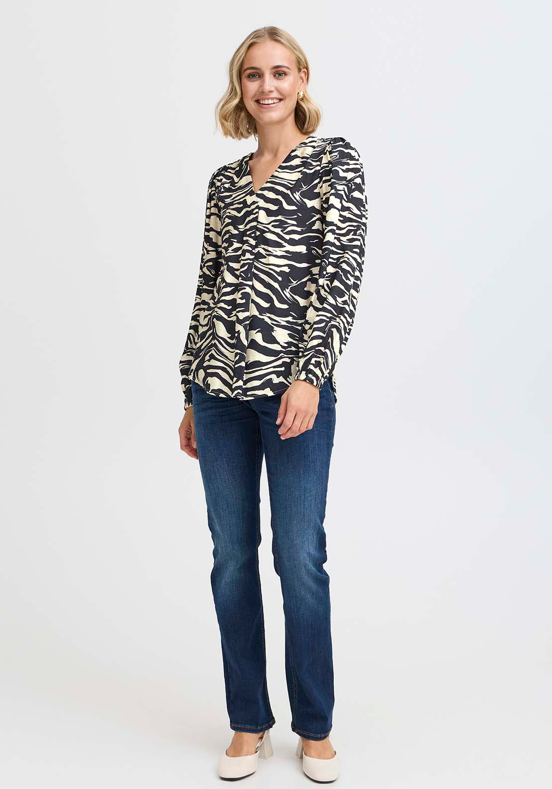 Fransa Long Sleeve Blouse - Navy Blazer 4 Shaws Department Stores