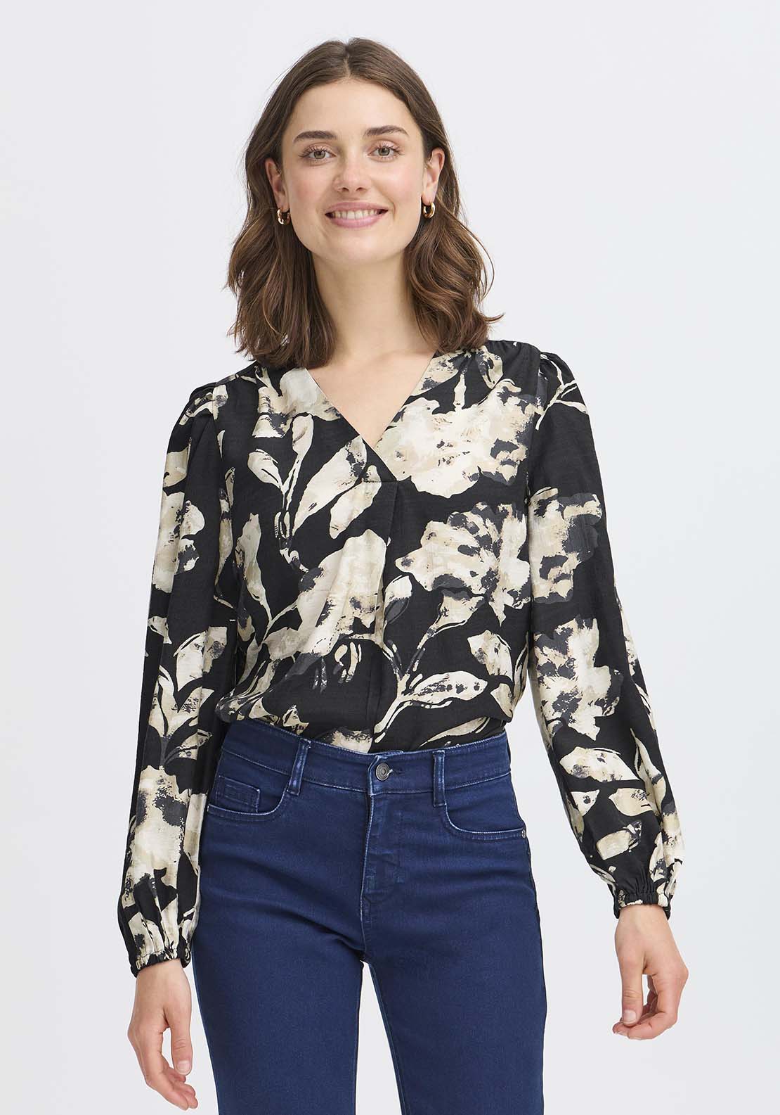 Long Sleeve Blouse - Dis Floral Black