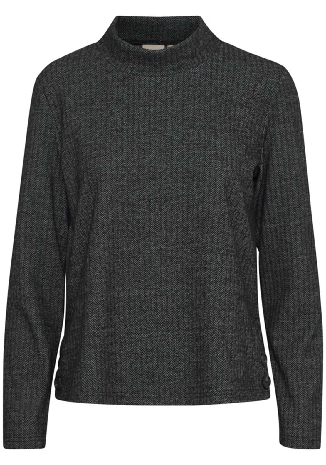 Fransa Long Sleeve Blouse - Black 1 Shaws Department Stores