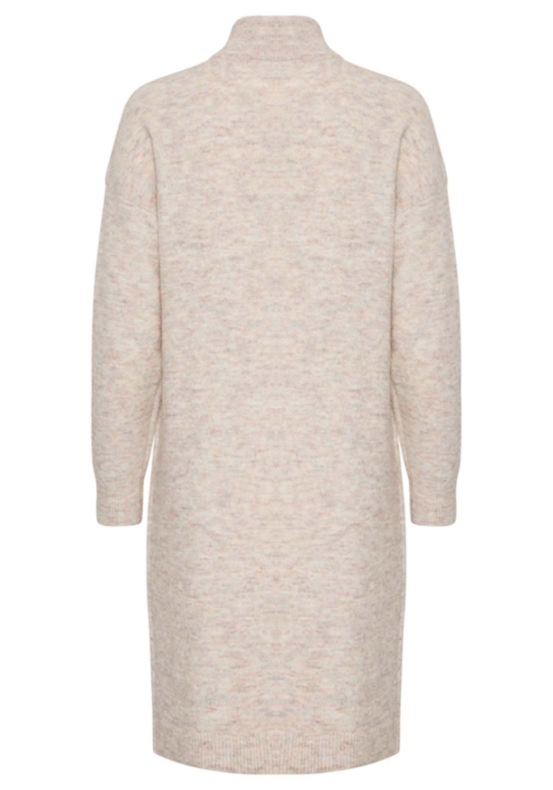 Fransa Knit Long Sleeve Dress - Limestone Melange 3 Shaws Department Stores