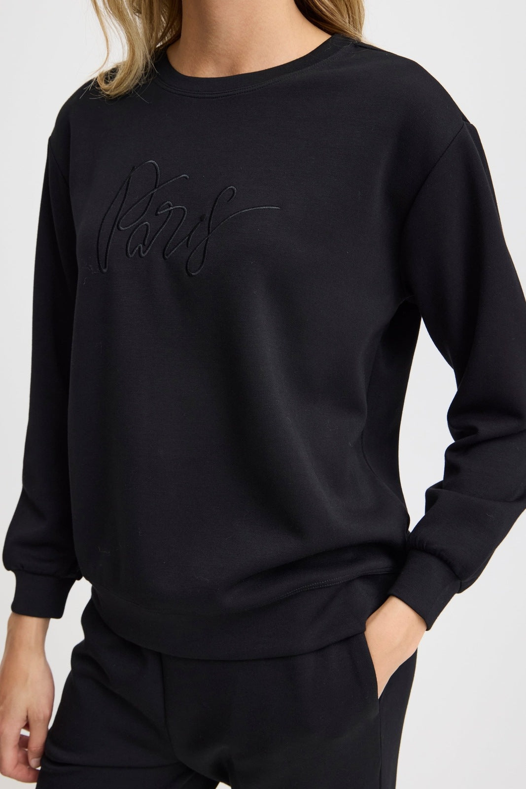Fransa Long Sleeve Sweater - Black 3 Shaws Department Stores