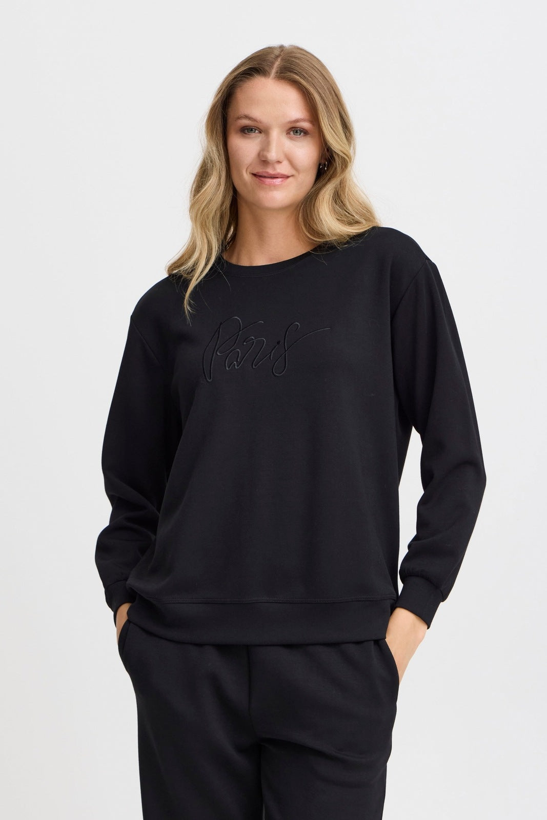 Fransa Long Sleeve Sweater - Black 1 Shaws Department Stores