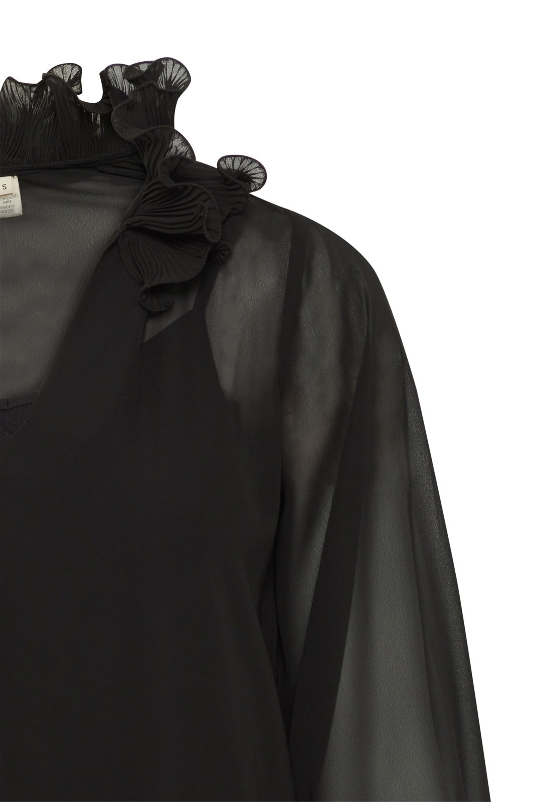 Fransa Long Sleeve Blouse - Black 4 Shaws Department Stores