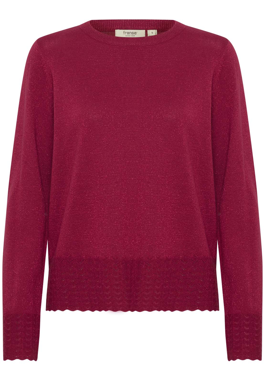 Fransa Knit Pullover - Beet Red Melange 1 Shaws Department Stores