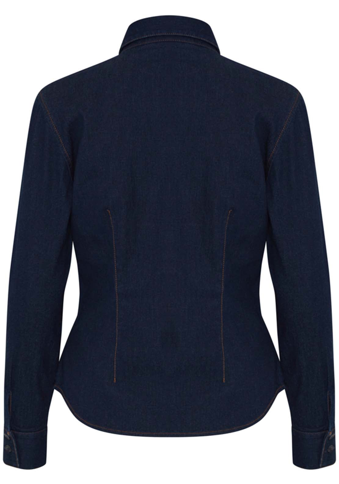 Fransa Woven Long Sleeve Shirt - Raw Blue Denim 3 Shaws Department Stores