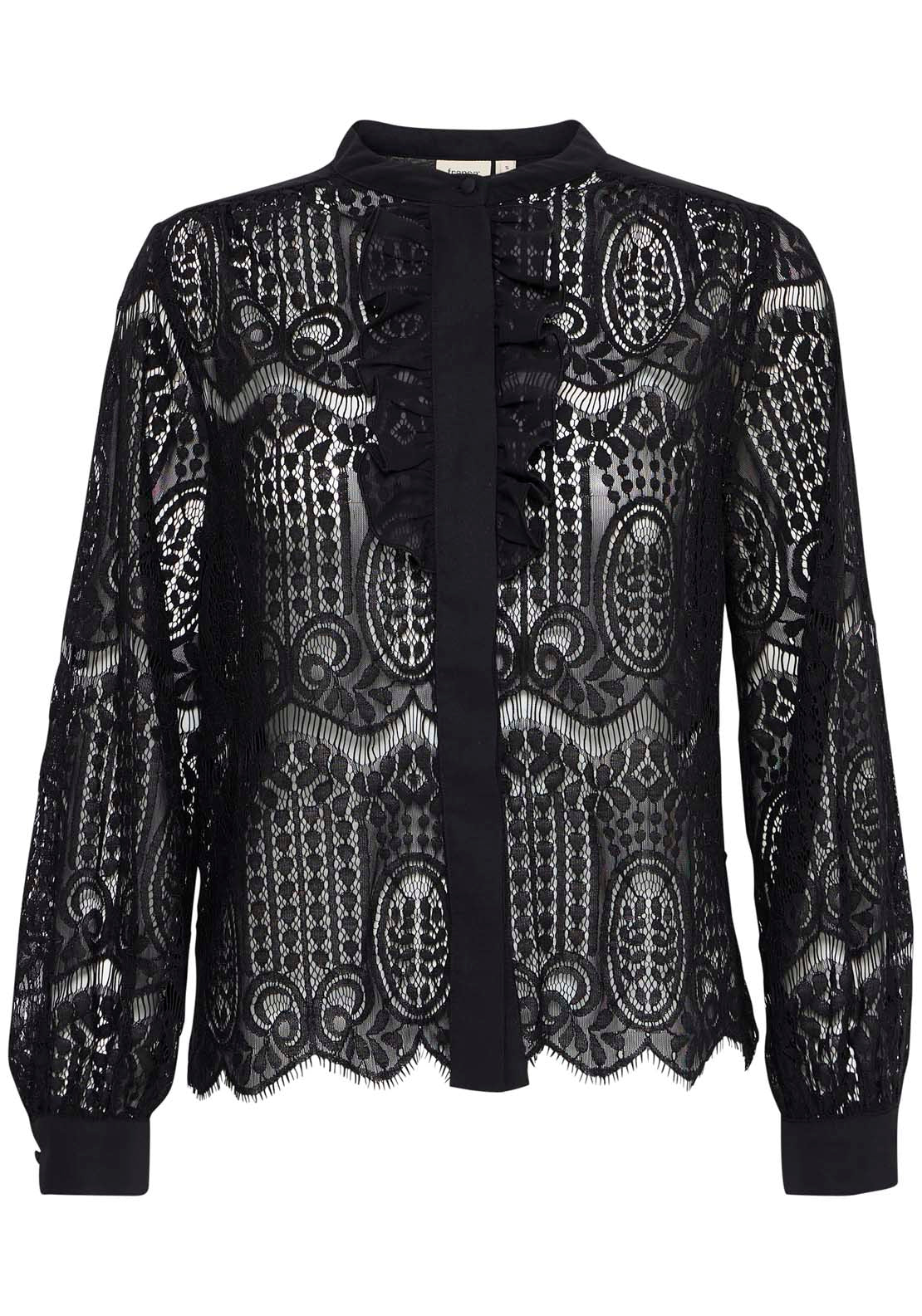 Fransa Long Sleeve Blouse - Black 1 Shaws Department Stores