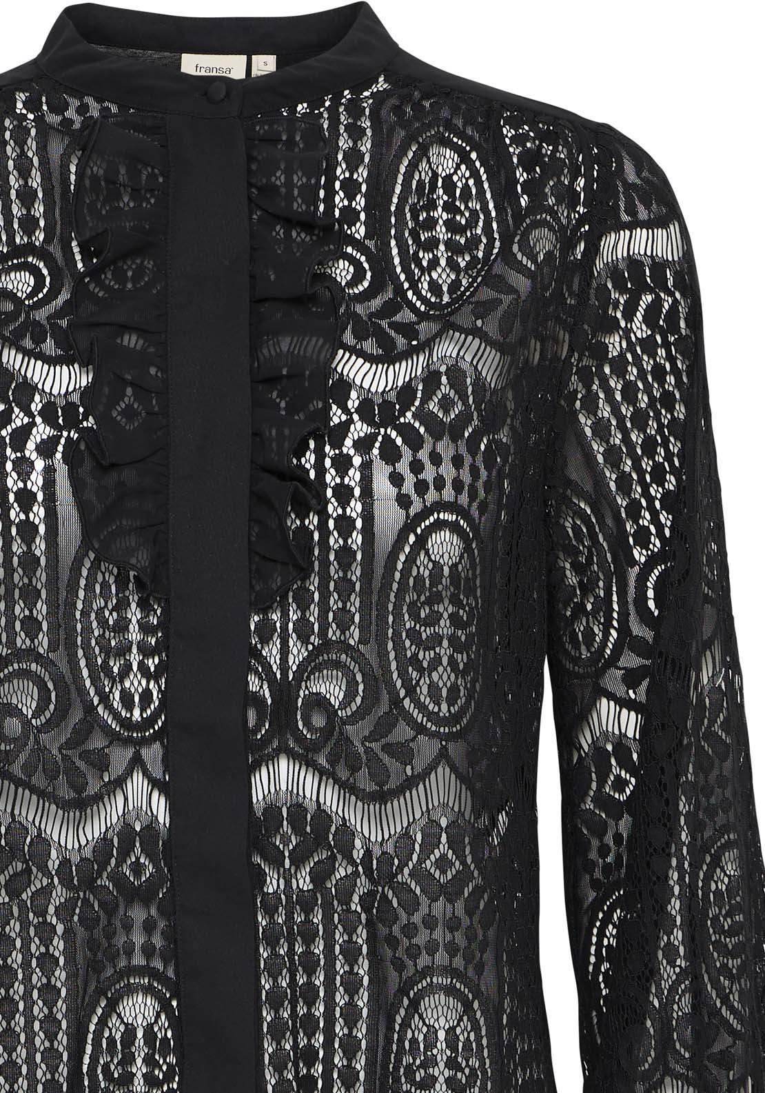Fransa Long Sleeve Blouse - Black 3 Shaws Department Stores
