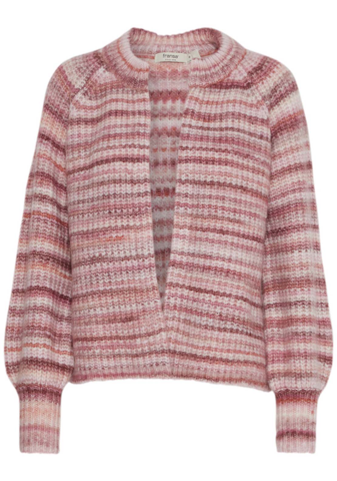 Fransa Knit Long Sleeve Cardigan - Rapture Rose Mix 1 Shaws Department Stores