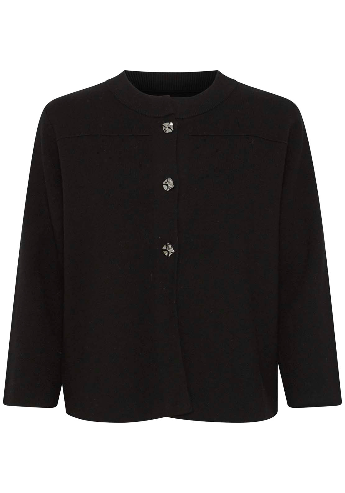Fransa Knit Cardigan - Black 1 Shaws Department Stores