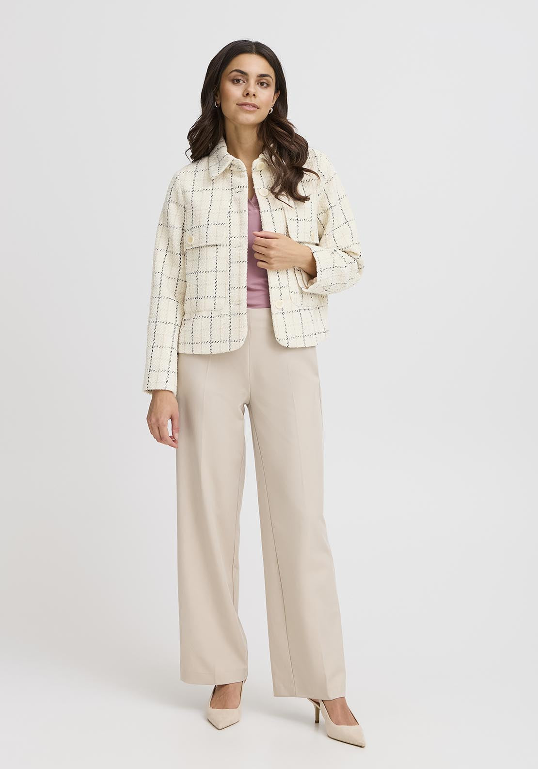 Fransa Casual Jacket - Cream 2 Shaws Department Stores