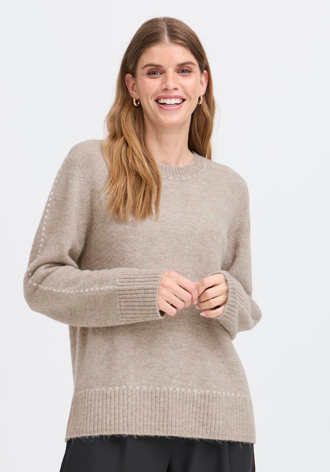 Long Sleeve Knit Pullover - Moon Rock Mel. Stripe