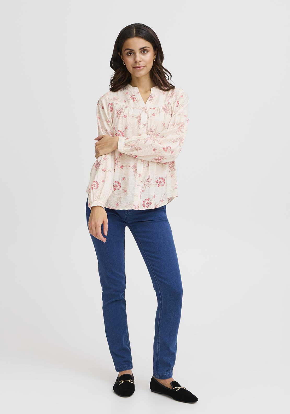 Fransa Casual Long Sleeve Woven Shirt - Cream 4 Shaws Department Stores