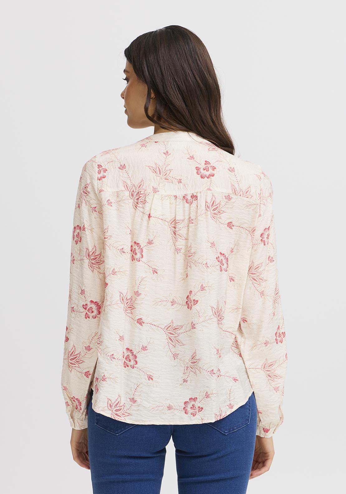 Fransa Casual Long Sleeve Woven Shirt - Cream 2 Shaws Department Stores