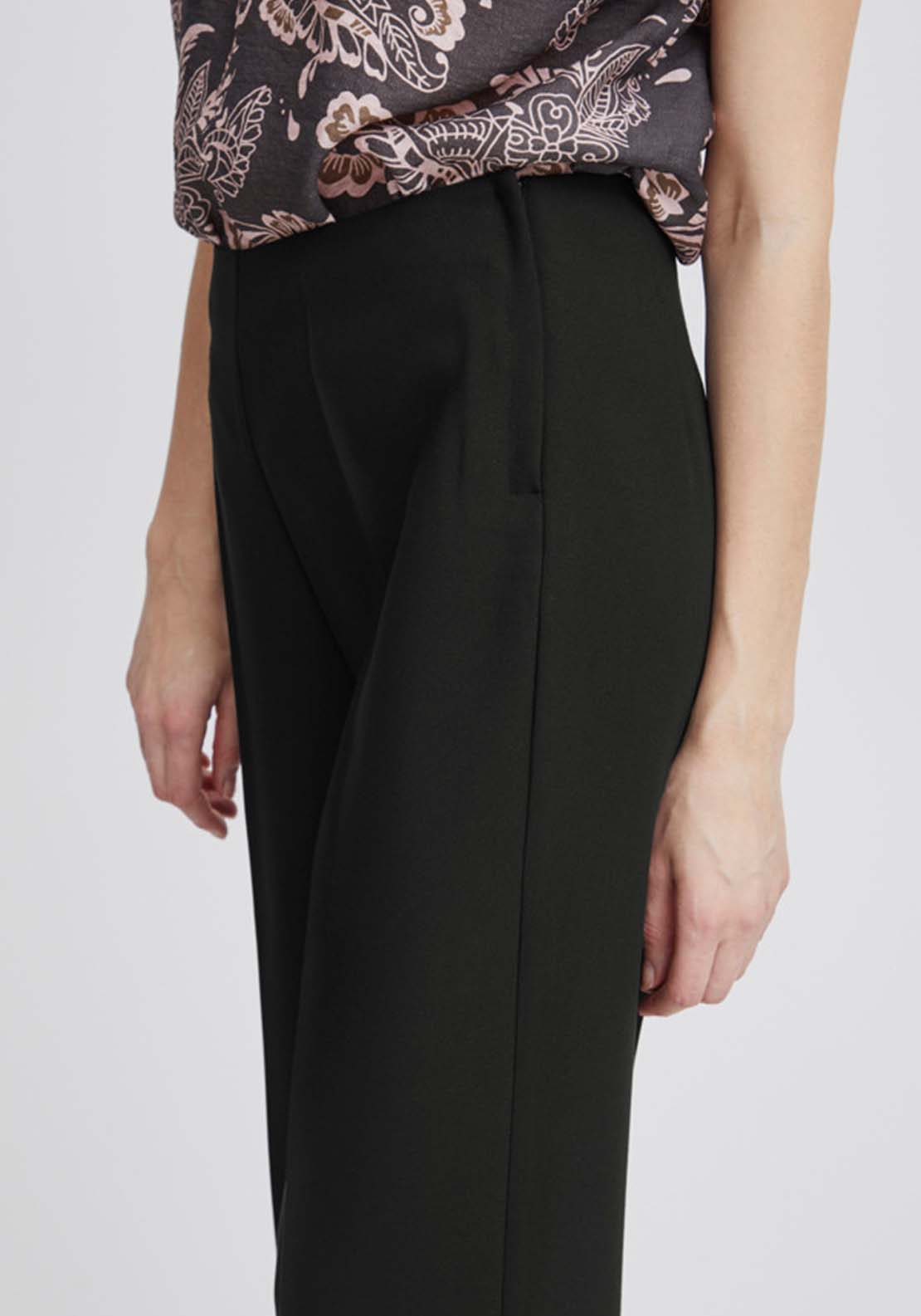 Fransa Casual Wide Leg Trousers - Black 3 Shaws Department Stores