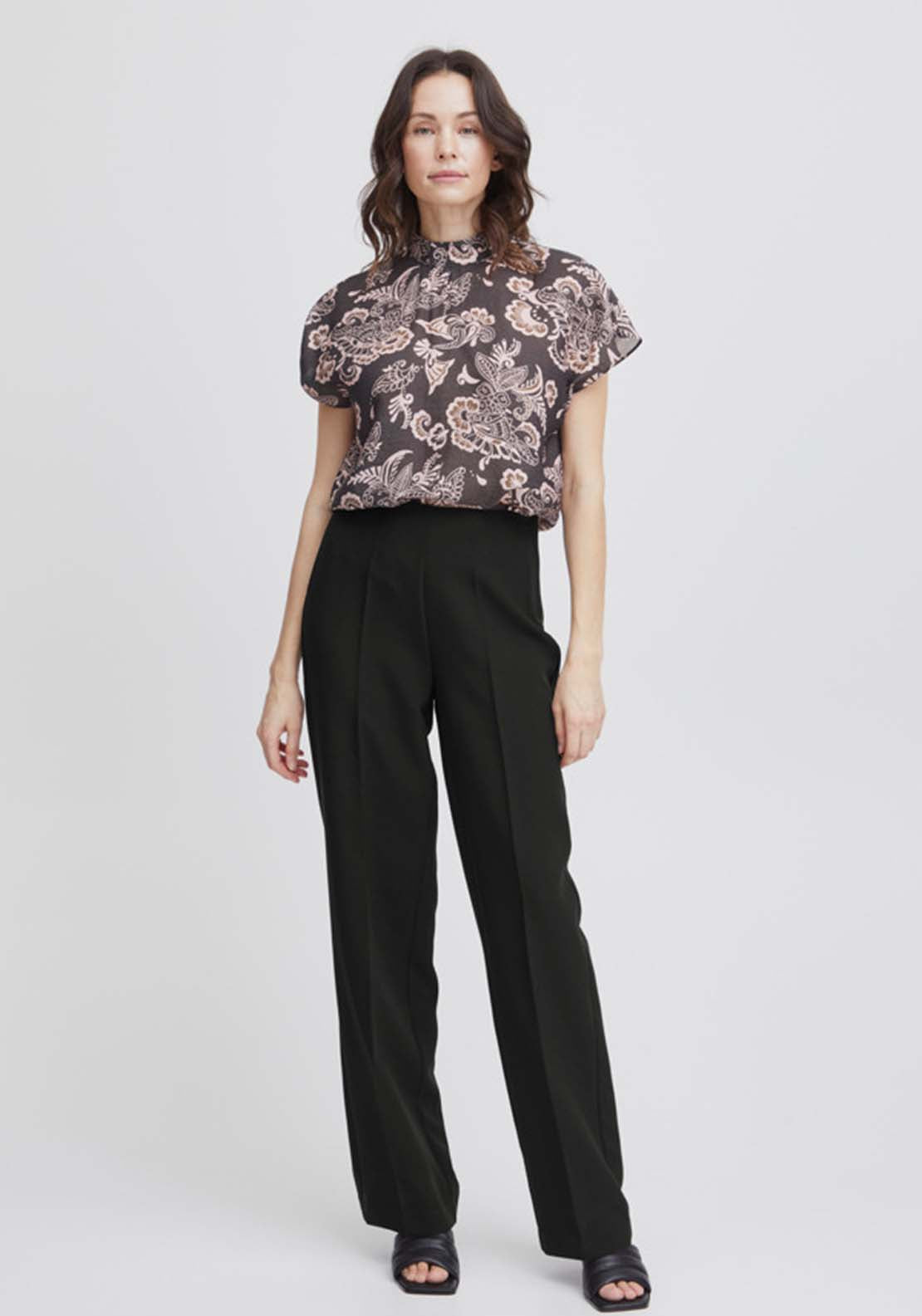 Fransa Casual Wide Leg Trousers - Black 5 Shaws Department Stores