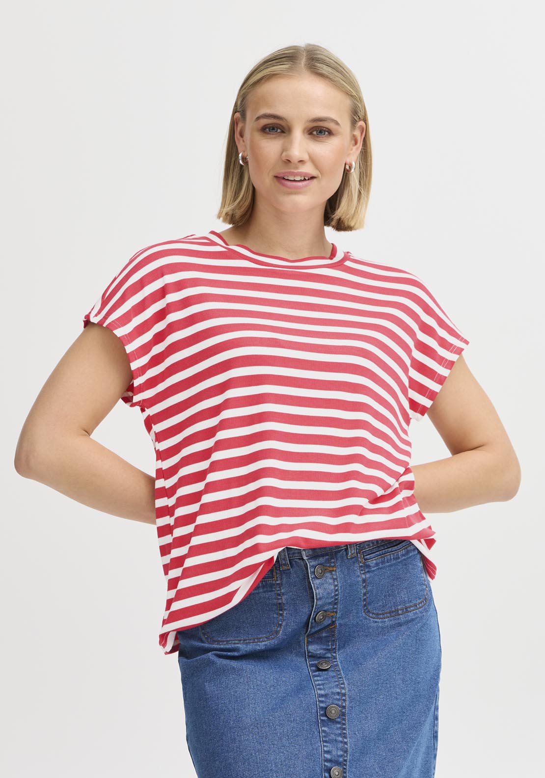 Fransa Short Sleeve T-Shirt - Pink 1 Shaws Department Stores