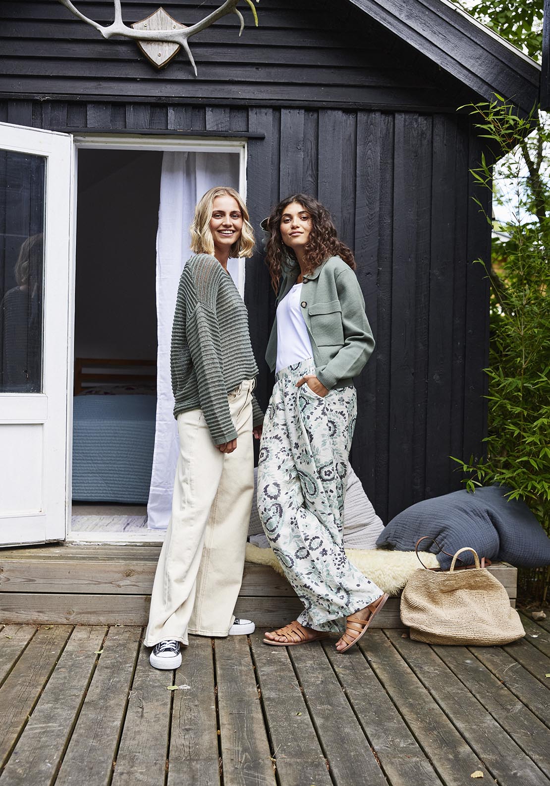Fransa Casual Trousers - Frosty Green 9 Shaws Department Stores