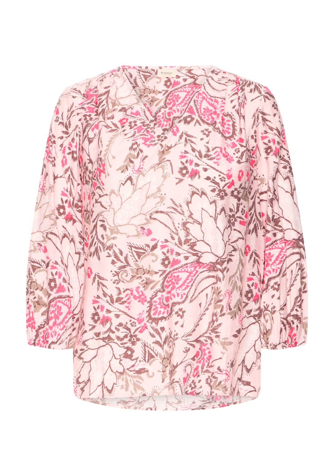 Fransa Floral V-Neck Blouse - Femi Bouquet Lotus 8 Shaws Department Stores