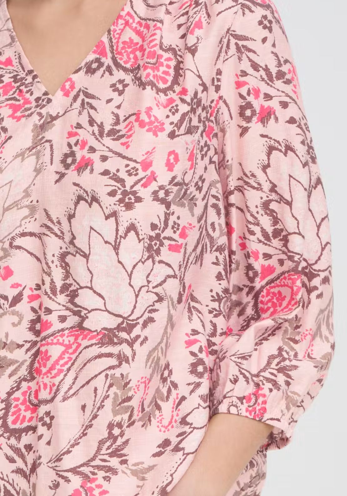 Fransa Floral V-Neck Blouse - Femi Bouquet Lotus 3 Shaws Department Stores