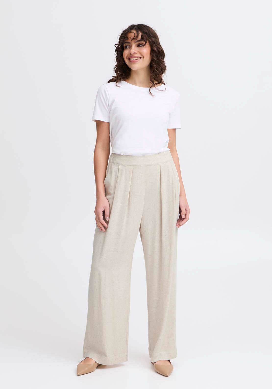 Fransa Pos Casual Trousers - White 5 Shaws Department Stores