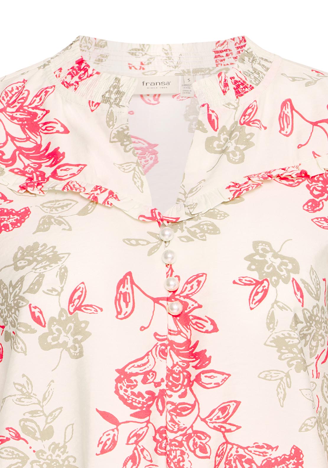 Fransa Casual 3/4 Sleeve Blouse - Floral Print 3 Shaws Department Stores