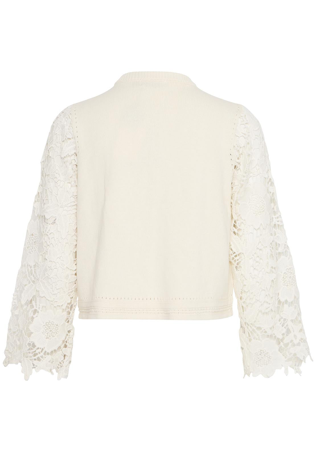 Fransa Casual Cropped Sleeve Knit Cardigan - Whisper White 2 Shaws Department Stores