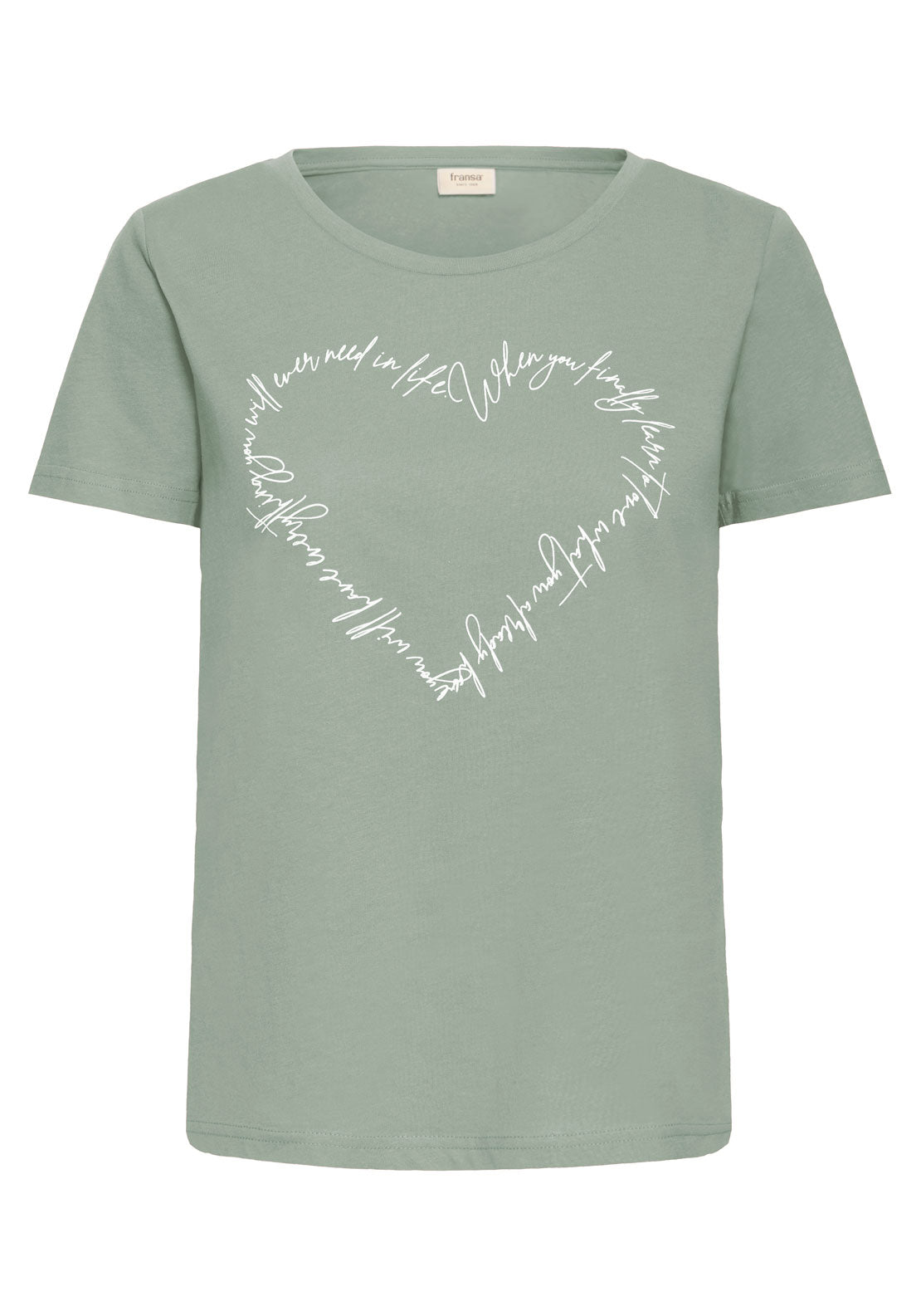 Fransa Pos Short Sleeve T-Shirt - Frosty Green Mix 1 Shaws Department Stores