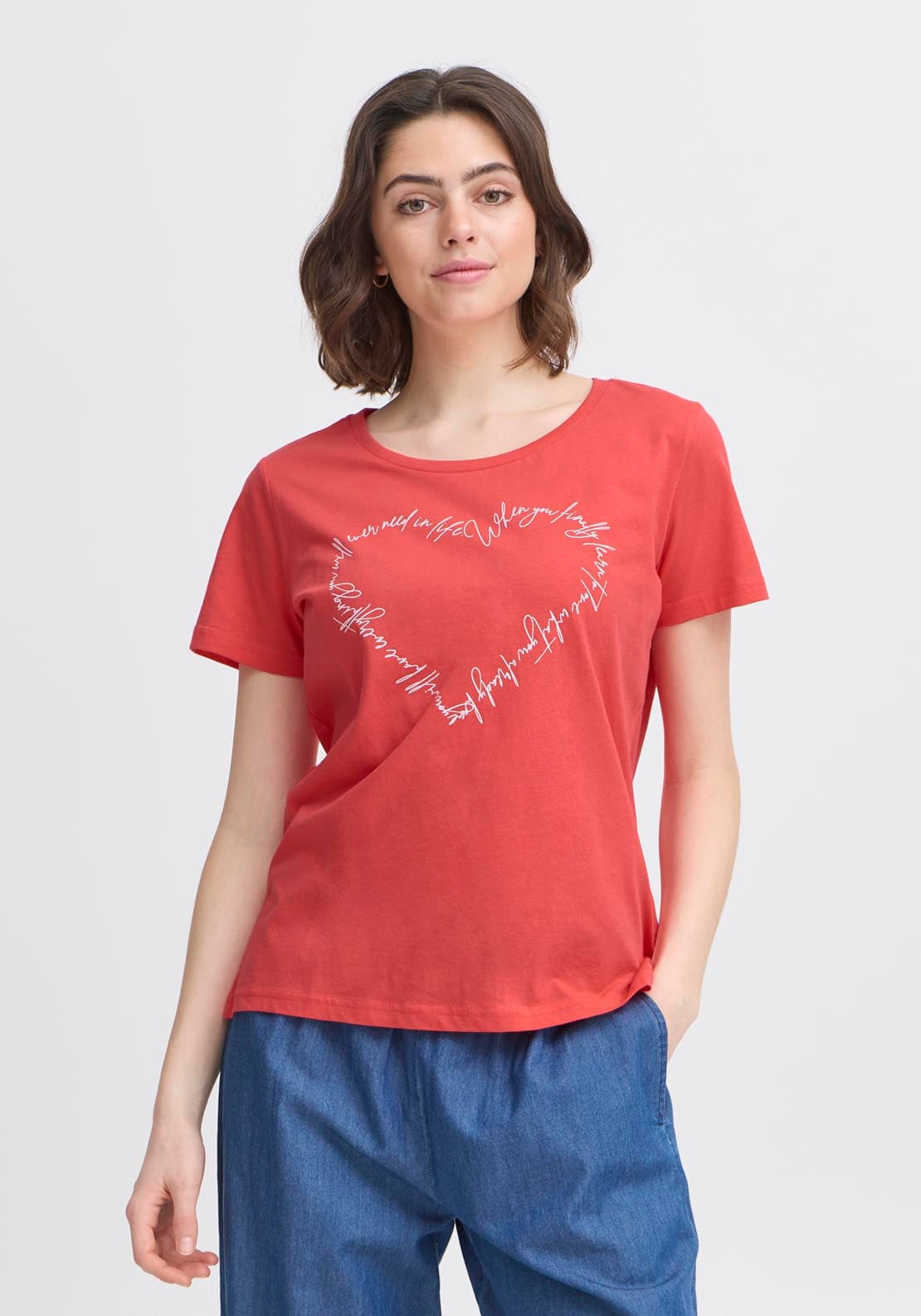 Fransa Pos Short Sleeve T-Shirt - Pink 1 Shaws Department Stores